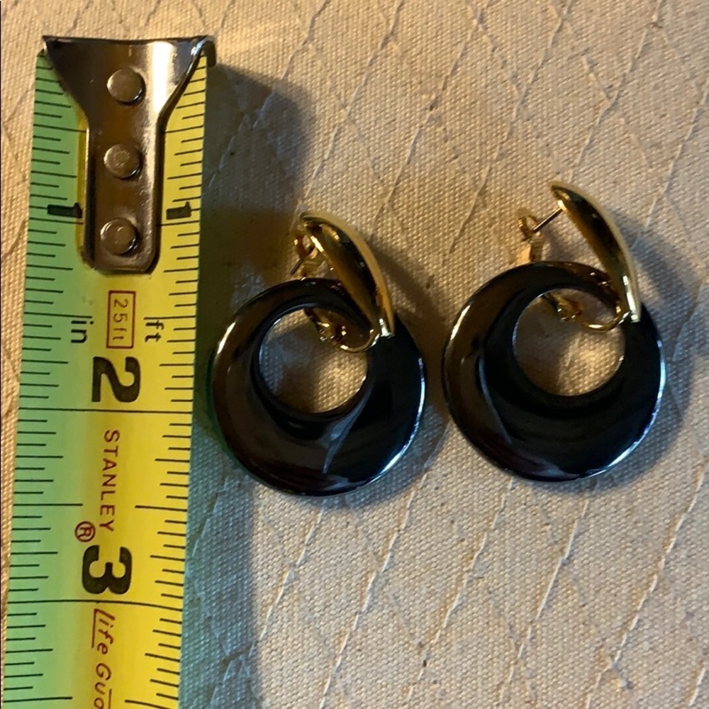 Shiny Smoke and Gold Post Circle Earrings